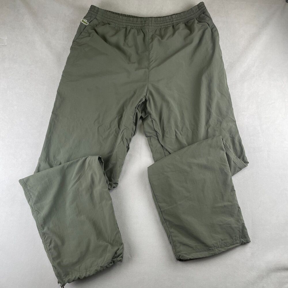Lacoste Sport Track Pants Men 3XL Olive Green Lined Drawstring Waist Cinch Cuffs